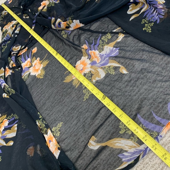 Urban Outfitters Sheer Floral Maxi Dress XS Black Lohi Puff Sleeve Whimsigoth - Picture 12 of 15